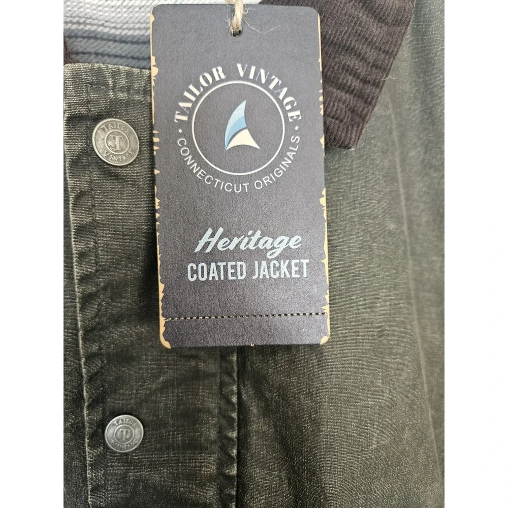 Tailor Vintage Men's XXL Heritage Coated Jacket Phantom Black Cord Collar NWT‎
